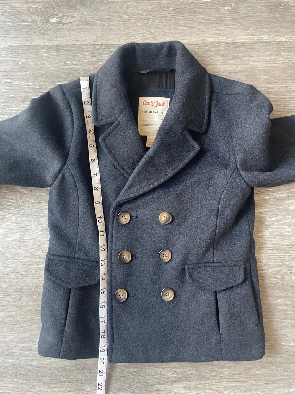 Cat & Jack Navy Double Breasted Peacoat Jacket Unisex Boys Girls